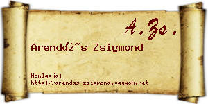 Arendás Zsigmond névjegykártya